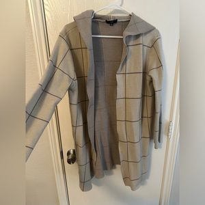 Tan striped hooded cardigan